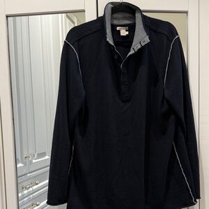 Men's Long-Sleeve Black Rugby-Style Polo Shirt